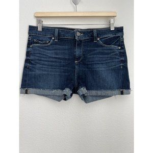 Paige Jimmy Jimmy Womens Sz 29 Blue Zip Cuffed Raw Hem Jean Shorts EUC